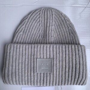 Acne Studios Designer Ribbed Beanie Soft Neutral Color